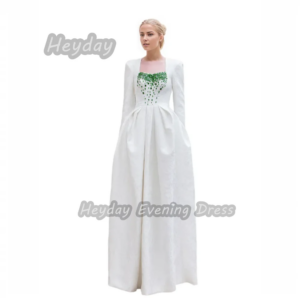 Heyday السعودية Square Prom Gown Sexy A-Line Beaded Sexy Crepe Long Sleeves Floor Length Elegant Dress For luxurious Woman 2025