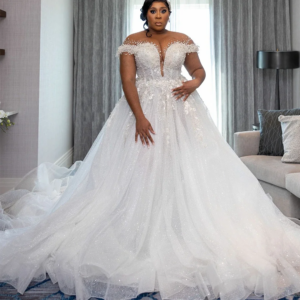 Luxury African Sheer Neck Wedding Dresses Beads Sequins Appliques Plus Size Women Bridal Gowns Elegant Vestido De Novia