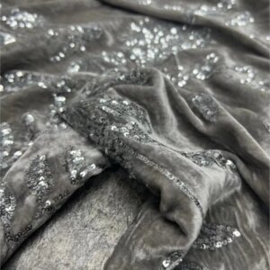 High-end custom new products silk velvet heavy embroidery fabric sequins Chinese-style top cotton-padded