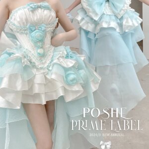 High-Grade Elegant Lolita Princess Dress for Women Sweet Big Bow Off-the-Shoulder Slim Ball Gown Dress Hot Girl Y2K Mini Dress