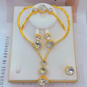 Dubai’s New 24K Gold Plated Necklace, Earrings, Rings, Bracelets, Wedding Party Gifts, Jewelry Set for Women YY10539