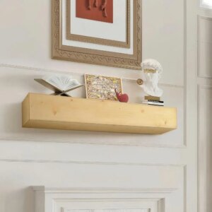 Floating Rustic Mantel 60 Wood Shelf Natural Finish Firebox Decoration