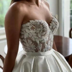XIXI Customized Evening Dresses Elegant Wedding Dresses Ball Gown Sweetheart Bridal Dress Beads Crystal Lace Satin Bride Gown