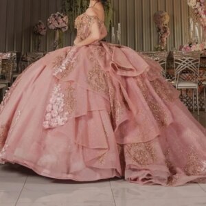 Customized Mexican Princess Birthday Party Dresses Women Beading Flower Ball Gown Quinceanera Dress 16 debutante vestido 15 anos