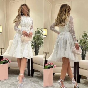 Customized Jiayigong s Draped Beading Wedding Party A-line High Collar Bespoke Occasion es Knee-Length
