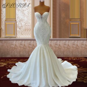 Sweetheart Lace Mermaid Wedding Dresses For Black Girls Beading Backless Bridal Dress African Woman Party Gown vestido noivai