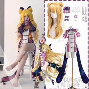 Anime DATE A LIVE Cos Hoshimiya Mukuro Costume Chinese Qipao Sexy Kimono Kawaii Pink Slit Skirt Wigs Jirai Kei Customized New