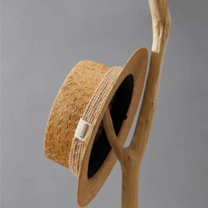 Summer new men’s hemp rope woven three-dimensional grass cloth flat top hat wind fashion shade holiday