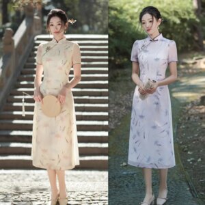 Long Cheongsam Qi Pao Skirt Spring and Summer New Fashion Improvement Young Girl