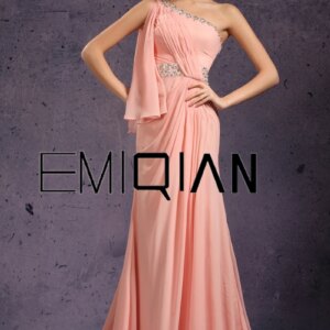 One Shoulder Beaded Neck Evening Dresses Pleated Long Party Dress Mother ‘s Day Gift Gown