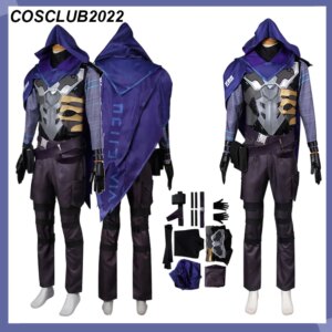 Game Valorant Shirt Pants Shawl Adult Men Omen Cosplay Fantasia CostumeSuit Halloween Carnival Party Roleplay Male Clothes