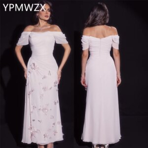 Customized Evening Dress Formal Party Occasion Women YPMWZX Off-the-shoulder Column Ankle Length Skirts Bespoke Dresses