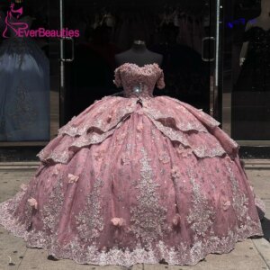 Quinceanera Dress Ball Gown Off Shoulder Prom Party Dress Tulle Lace Evening Dress for Women Vestidos De 15 Quinceañera