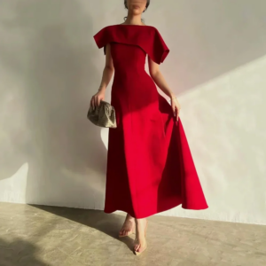 Meetlove Customized Ankle Length Simple Red A Line Evening Gowns Charming Short-Sleeves Elegant Prom Party Dresses Women 2025