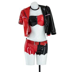 Halloween Party Women’s Clothing Movie Harley  Cosplay Costume Red And Black Jacket Ugly Girl Role-Playing Costume