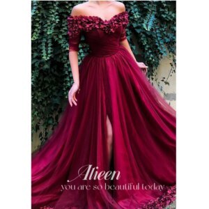 Dresses for Women Party Wedding Evening Gown Claret customized Flowers Reunion Mesh Dress Party Evening Elegant Luxury Celebrity