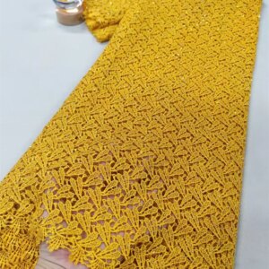 New Arrivals 2025 Best Quality Stone Yellow African Cord Lace Fabric For Party Evening Dress Nigeria Guipure Lace Fabrics W412-1
