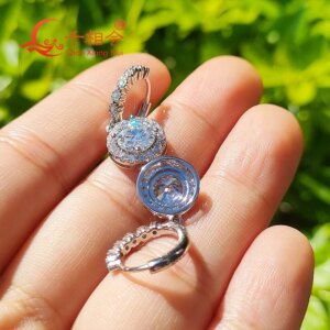 Lab Diamond Halo round Stone Ear Stud 1ct 6.5mm 10k 14k 18k White Gold PT950 VVS1 HPHT CVD Women Wedding Dating Earring