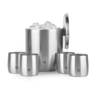 Stainless Steel Ice Bucket with Rocks Glass Set Steel