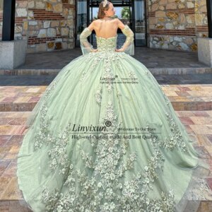 Princess Quinceanera Dress With Appliques Lace Sweet 16 Gown Ball Gown Corset Lace Up Birthday Vestidos De 15 XV Años Customized