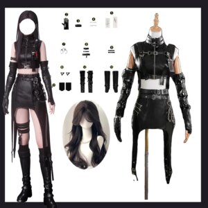 Love and Deepspace MC Cosplay Costume Midnight Stalker Outfit with Curly Wig for Anime Show/Summer Convention Elegant Gothic Ver