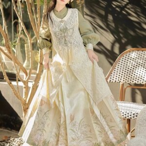 Ming Dynasty Hanfu female improved new Chinese style waistcoat with lace lace horse skirt daily suit autumn