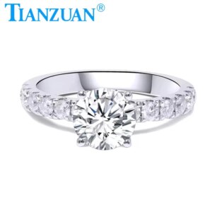 New 925 Silver 8mm Moissanite Four Prong Rings for Women Wedding Band Engagement Gifts Fine Jewelry