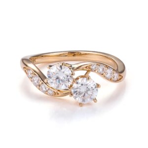 Provence Moissanite Promise Rings for Women D Color Toi Et Moi Rings with GRA Twisted Ring for Girlfriend Half Eternity Rings
