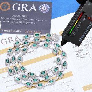 925 Silver Moissanite Jewelry Men’s Necklace High-quality Women’s Jewelry Green 5A Zircon Popular Tennis Chain Holiday Gift