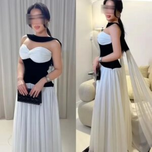 Little Daisy Customized Chiffon Pleat Ruched Draped A-line Strapless Long Dresses Bespoke Occasion Dresses Casual Simple