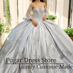Spring 2025 Silver Princess Quinceanera Dresses Exquisite gold decals and sparkling bead decorations Satin Vestidos De15 Anos 24