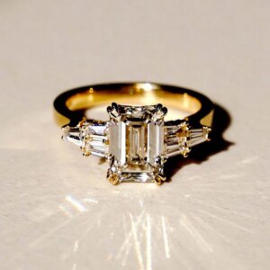 2CT F Color VS1 Emerald Cut 14K Yellow Gold Lab Grown Diamond Engagement Wedding Ring CVD HPHT Lab diamond With IGI certificate