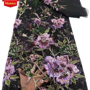 2025Latest Best Quality Delicate Elegant Austria Soft Mesh Sequin lace with Stones Fabric For Party Evening Dress NN_3512