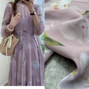 This dress is made of pure silk fabric featuring a thin and transparent georgetic that exudes an ethereal charm