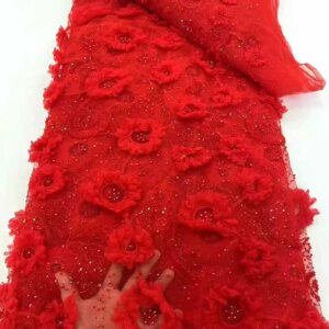 African French Mesh Lace Beads Fabric Luxury Nigerian Net Lace with Sequins Wedding Dresses For Women High Quality 5 yards XC