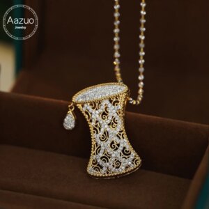 Aazuo Luxury Jewelry 18K Solid Yellow Gold Real Diamonds 0.53ct Fashion Pendent Necklace Gifted For Women Luxury Party 18 Inch