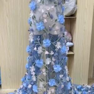New Design Beads With Flower 3D Embroidery Lace /French Tulle Net Fabric,African Nigeria Fabric,Evenign Dress Weddings,Party JH