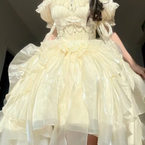 Elegant and Noble Generative Color Lolita Flower Wedding Dress Adult Dress JSK Sling Dress