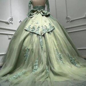 Customized Real Picture Mexican Lime Green Sweet 15 16 Girl Quinceanera Dresses Ballgown Lace Women Birthday Party Prom Dress