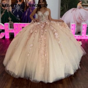 EVLAST Customized Shiny 2025 Pink Quinceanera Dress Ball Gown 3D Floral Applique Beading Bow Sweet 16 Vestidos De 15 Anos E3Q679