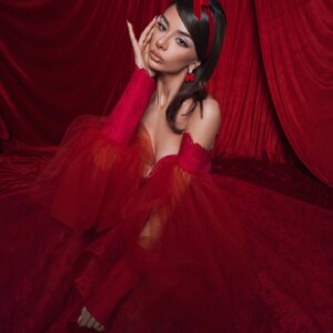 Couture Red Lace Asymmetrical Evening Dresses With Illusion Puff Sleeves Princess Long Formal Party Dress Maxi Gowns