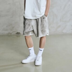 High Quality Washed Dyed Distressed Shorts Men’s Black Casual Loose Cropped Pants
