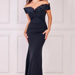 Off the Shoulder Evening Dresses Woman for wedding Elegant 2024 Mermaid Black /Red Cheap Casual Womens Dress with Ruffe 