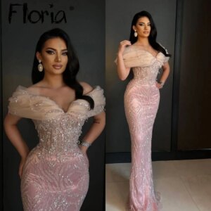 Floria Baby Pink Birthday Dress Off Shoulder Mermaid Graduation Party Dresses Bride Engagement Dress Robe de Mariée Customized