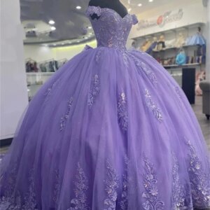 Luxury Purple Tulle Quinceanera Dress 2024 Ball Gown Bow Beaded Applique Birthday Dress Vestidos De 15 Años Customized