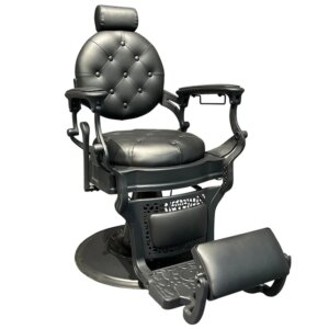 Professional Retro Metal Hair Salon Chair Men’s Modern Leather Finish Barber Chair Beauty Salon Barber Shop Salon Furniture