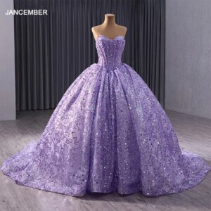 Factory Wholesale Novelty Evening Dress for Women Sequins Organza Floor-Length Strapless Lace Up vestidos de noche RSM241017