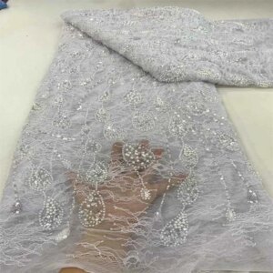 2024 New African Nigerian French High Quality 2024 Hot Sale Lace Fabric With Beads Sequins Bride Party Wedding Embroiderg Dress