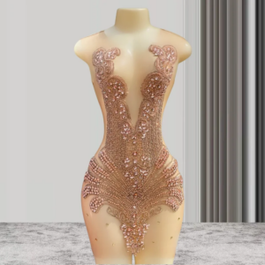 Gold Sheer Mesh Women African Cocktail Dresses Beaded Birthday Party Gowns Short Black Girl Prom Dresses Homecoming Customized