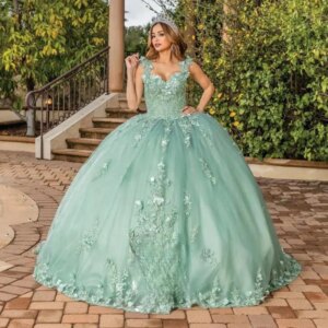 Customized Light Green Elegant Quinceanera Dresses for Girls Appliques Sleeveless Lace up Pleat Ceremony Vestidos De 15 Anos